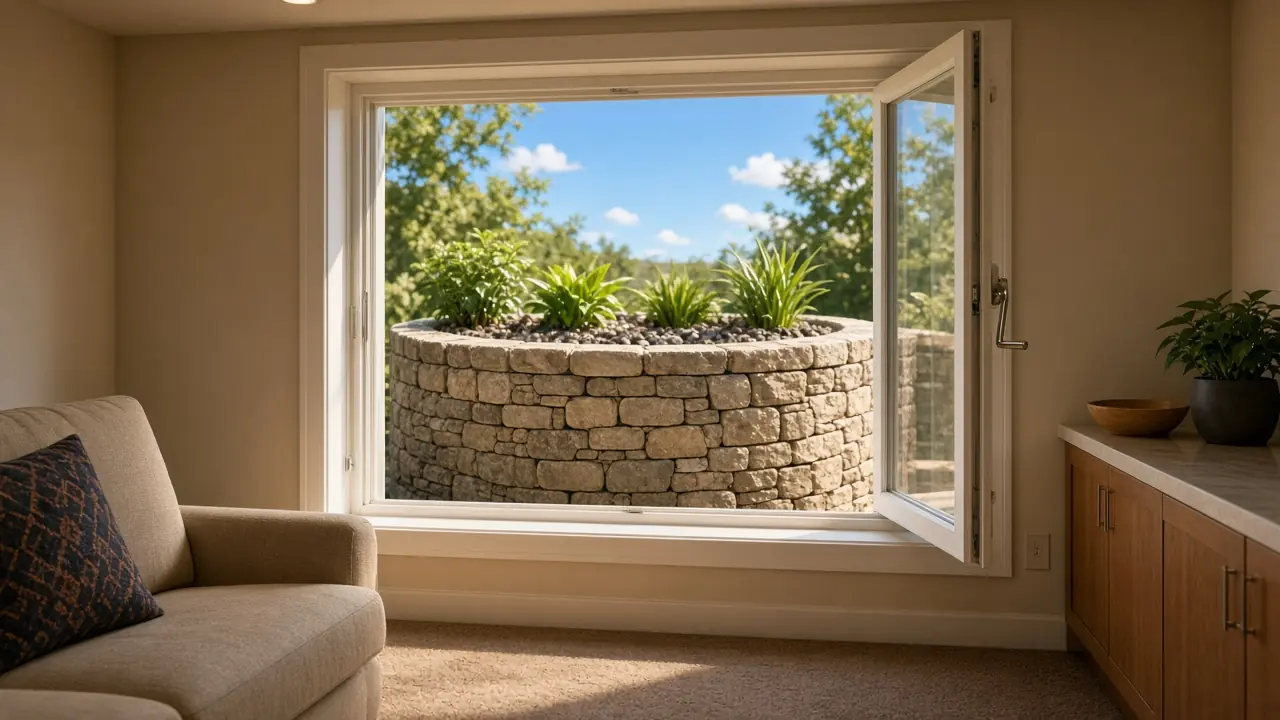 Daylight through a basement egress window